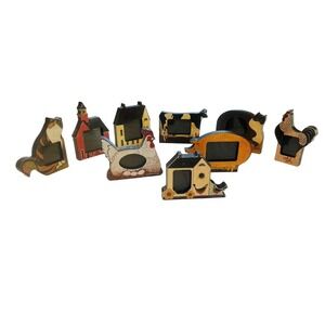 Warren Kimble Whimsical Folk Art Photo Picture Frame Cat House Chicken Cow